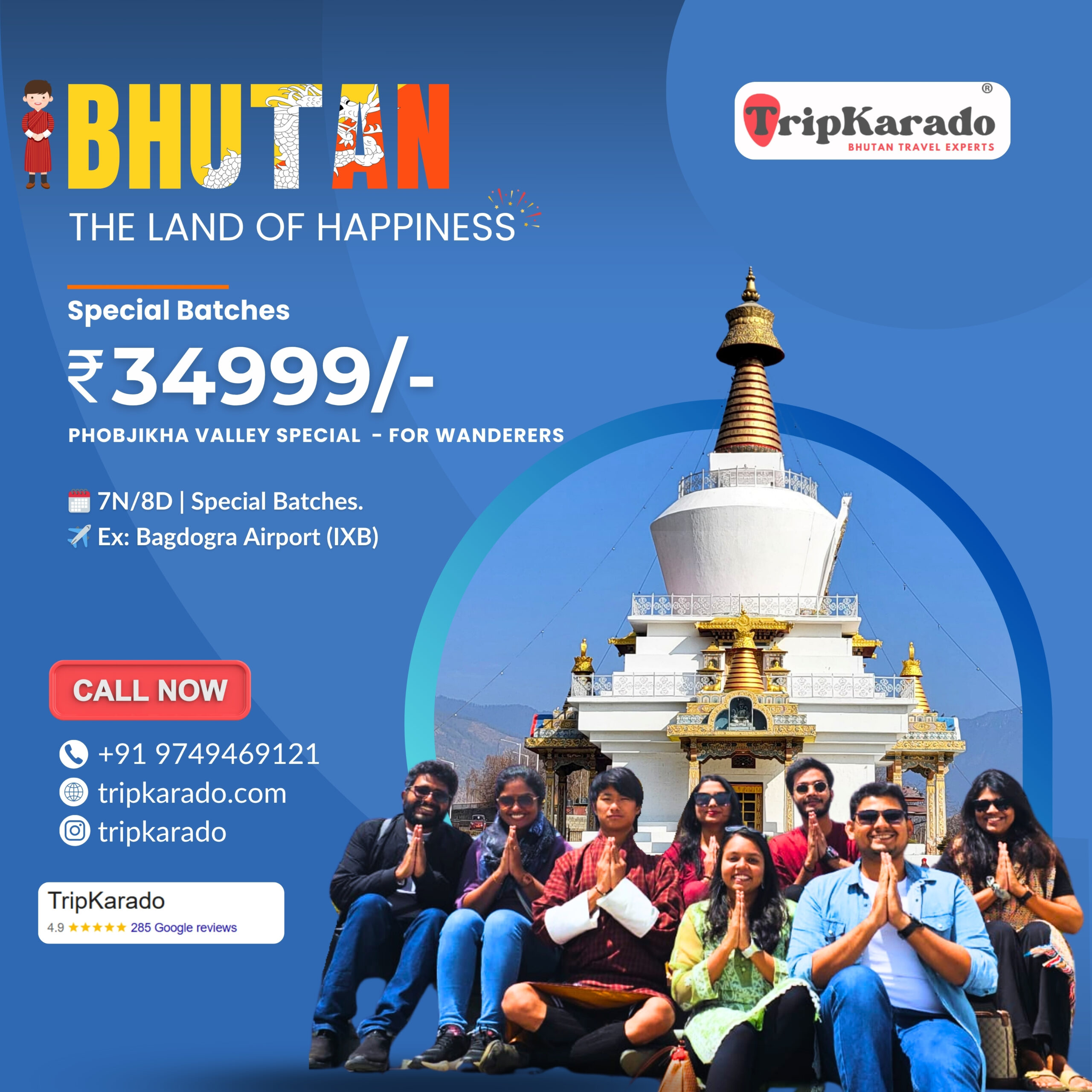 7N/8D Bhutan Offbeat Group Trip | Discover Phobjikha Valley